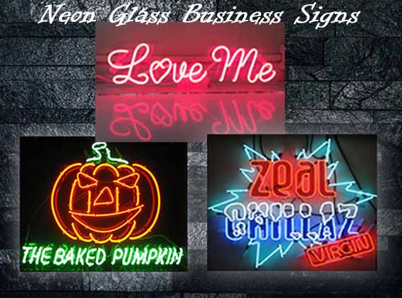 Neon Glass Business Signs