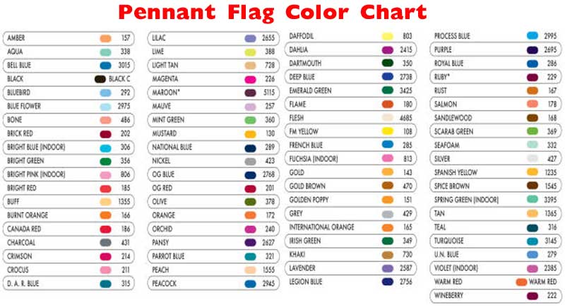 Pennant Flag Color Chart